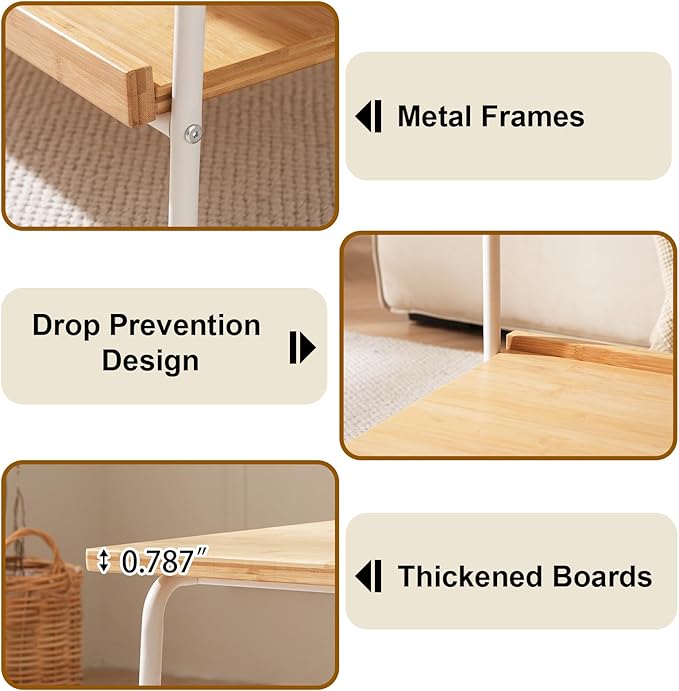 Bamboo 2 Layer Coffee Table - Tier Storage Mid Century Modern Farmhouse Center Table for Living Room, Bedroom, Office, Patio(Natural)