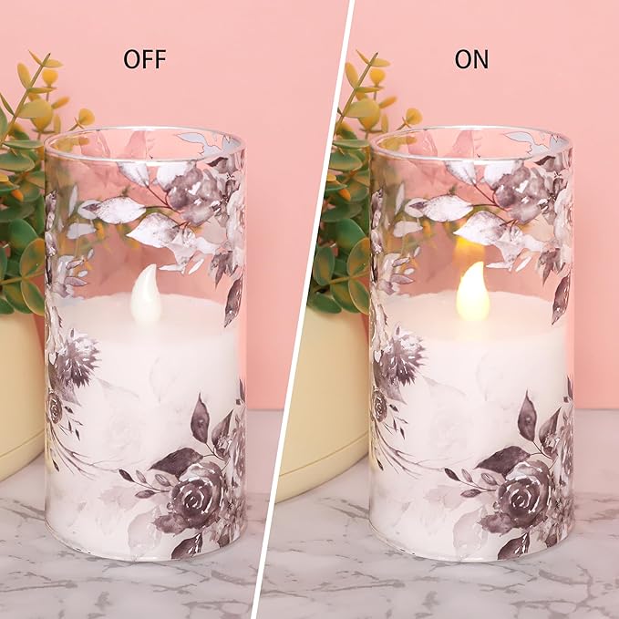 Black Rose Flameless Candles with Remote & Timer - Romantic Theme 2AA Battery Operated Candles - Home Christmas Farmhouse Summer Decorations - Set of 3 (D3 X H4 5" 6")