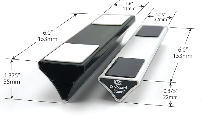 ESC Keyboard Stand (2 Sizes), Fixed Tilt Ergonomic Riser for Compact & Full Keyboards, Non-Slip Base, Compatible with Flat-Back Keyboard Only
