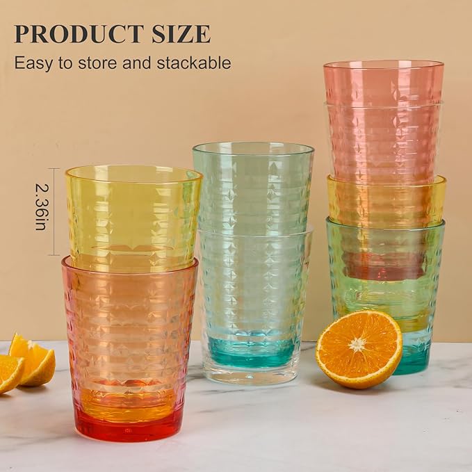 Acrylic Clear Highball Plastic Cups | Plastic Reusable Tumblers 16oz & 22oz (Set of 8) | Stackable | BPA-free Tumblers | Shatterproof | Top-rack Dishwasher Safe