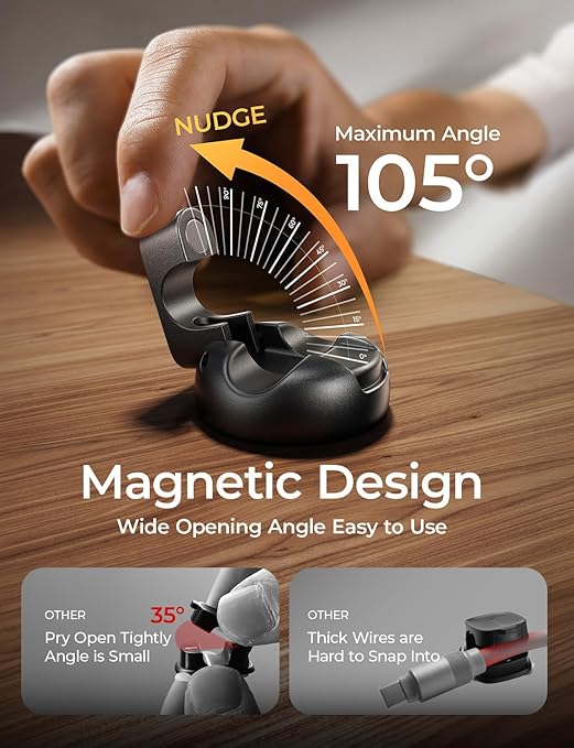 10 Pack Magnetic Cable Clips [2025 Minimum Size] LISEN Magnetic Cord Holder for Nightstand Desk, Cable Management for Home Office Organizer Wire Organizers for iPhone 17 Charger Cord, Dorm, Wall, Car