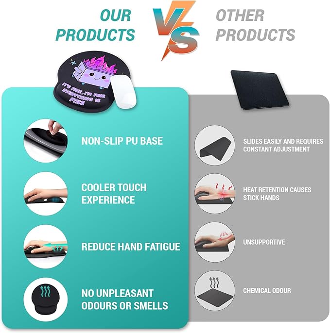 Ergonomic Mouse Pad with Wrist Support, Cute Funny Gel Mouse Pads Wrist Rest, Dumpster on Fire Comfortable Computer Mousepad for Gaming Laptop Work Home Desk Accessories Office Supplies Decor