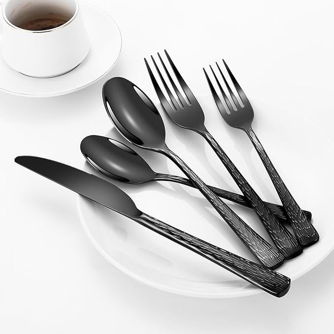 Silverware Set, 18/10 Stainless Steel 50 PieceFlatware Set for 10, Utensil Sets DishwasherSafe, Rust-Resistant, Modern Cutlery Set forHome, Wedding, Restaurant