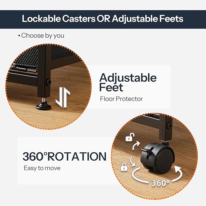 HOOBRO Rolling File Cart, 2 Drawer File Cabinet with 24'' Extended Desktop, Under Desk Mobile Small Filing Cabinet Storage Cart, Printer Stand Utility Cart, for Home Office, Rustic Brown BF41WJ01