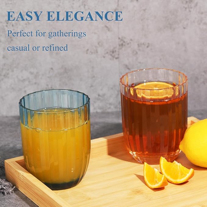 Acrylic Clear Highball Plastic Cups | Plastic Reusable Tumblers 15oz (Set of 8) | Stackable | BPA-free Tumblers | Shatterproof | Top-rack Dishwasher Safe