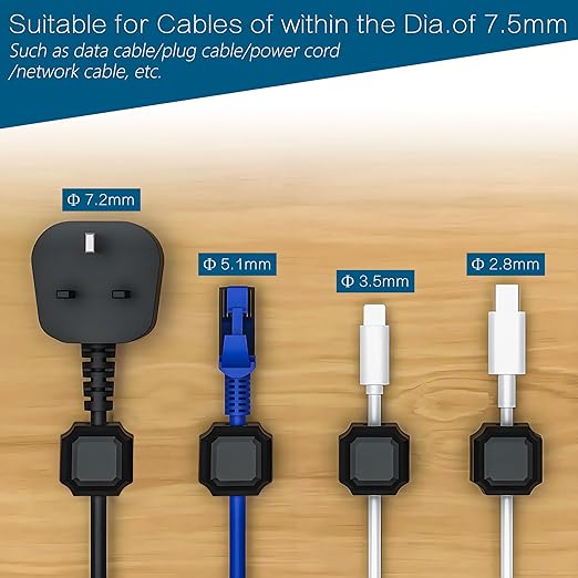 9pcs Magnetic Cable Clips - FonPeak Ultra-Adhesive Desk Cable Management Clips, Cord Organizer for Max 7.5mm/0.3 inches Cables, Suit for Desktop, Nightstand, Home, Office, Car, and Wall