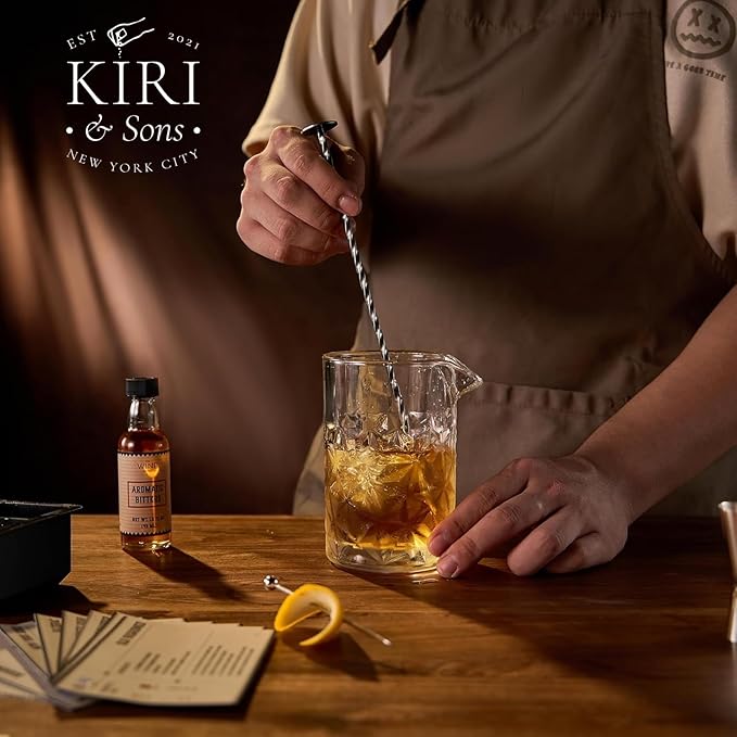 13-Piece Cocktail Shaker Set Bartender Kit+Bitters - Bar Mixing Stir Set with Whiskey Glass, Strainer, Jigger, Garnish Picks, Recipe Cards - Cocktails, Martinis, Manhattans & More