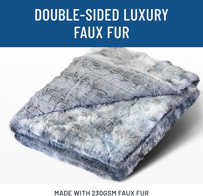 Everlasting Comfort Soft & Comfortable Arctic Blue Faux Fur Throw Blanket for Couch - (50"x65") Minky & Fluffy Fall Blankets & Throws, Plush Fuzzy Cover for Bed, Sofa & Living Room - Cozy Home Decor