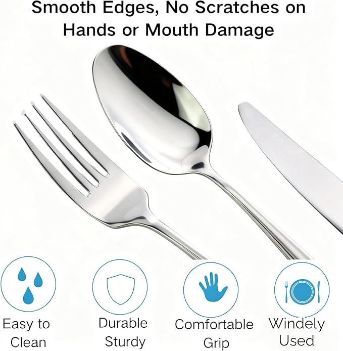 36 Piece Silverware Set with Placemat,MASALACO 6-Piece Stainless Steel Cutlery Set-Knife Fork Butter Knife and Spoon,Mirror Finish,Suitable for Home Restaurant Hotel Kitchen Utensils,Dishwasher Safe