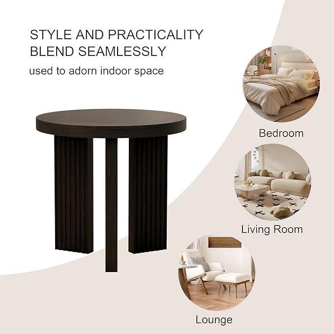 Small Round Side Table, 17.52" Coffee Table with Smooth Thick Mesa, Circle End Table with X Shaped Stable Legs, Accent Tea Table for Living Room, Office, Black