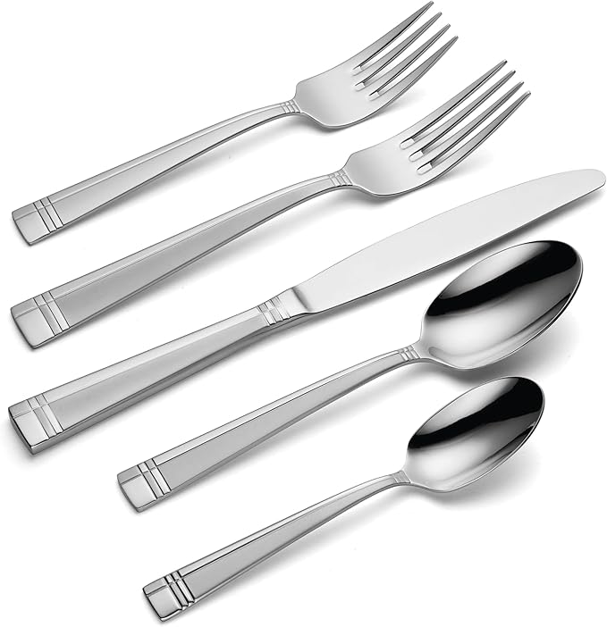 Oneida T078045AL20 Amsterdam 45 Piece Everyday Flatware Set, Service For 8