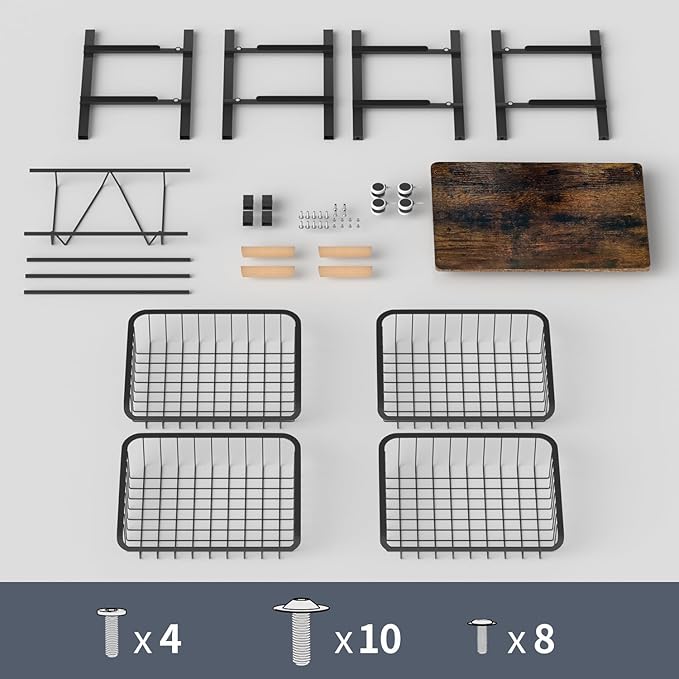 5-Layer Fruit Basket Kitchen Food Organizer and Rack, Stackable Storage Cart with Desktop, Pull-Out Hollow Metal Basket, Wheeled Sorting Rack Spice Rack, Black