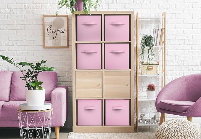 Sorbus Fabric Storage Cubes - 6 Foldable Storage Bins for Organizing Pantry, Cubbies, Toy Box - Clothes Storage & Closet Organizer - 13 Inch Collapsible Cube Baskets for Shelves with Handle