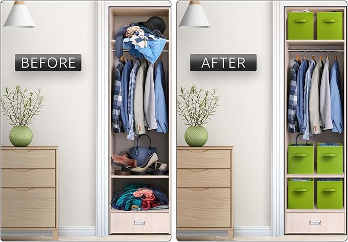 Sorbus Fabric Storage Cubes - 6 Foldable Storage Bins for Organizing Pantry, Cubbies, Toy Box - Clothes Storage & Closet Organizer - 13 Inch Collapsible Cube Baskets for Shelves with Handle