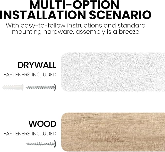 Fun Memories Floating Shelves for Wall Decor, 55"x8" Rustic Reclaimed Wood Shelves, Heavy-Duty Wall Mounted Shelves with Invisible Brackets for Living Room, Bedroom, Kitchen, Natural Finish