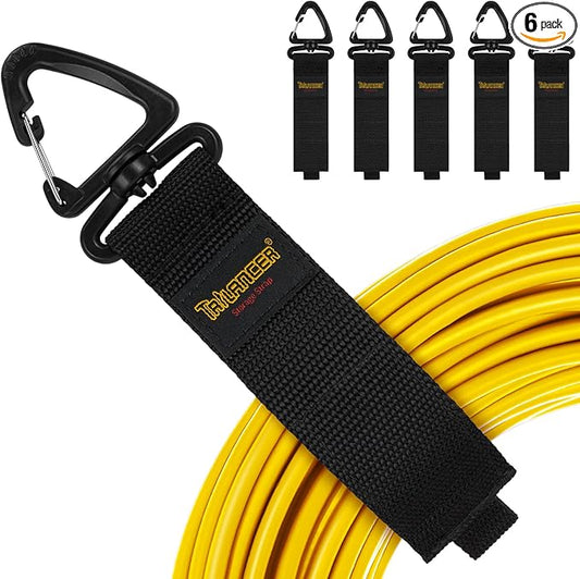 Extension Cord Organizer and Hanger (6-Pack), Trilancer Hook-and-Loop Storage Straps with Triangular Buckle to Hang on Walls for Cables, Wires, Rope, Hoses, Organization for Home, Garage or Workshop