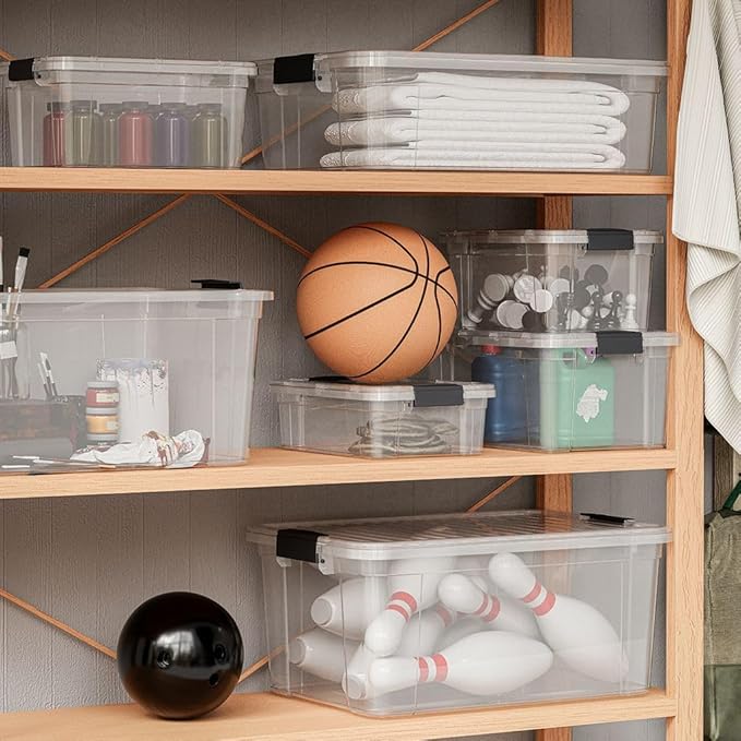 Superio Clear Storage Boxes with Lids, 8.75 Quart Plastic Container Bins for Organizing, Stackable Crates, BPA Free, Non Toxic, Odor Free, Organizers for Home, Office and Dorm, 3 Pack