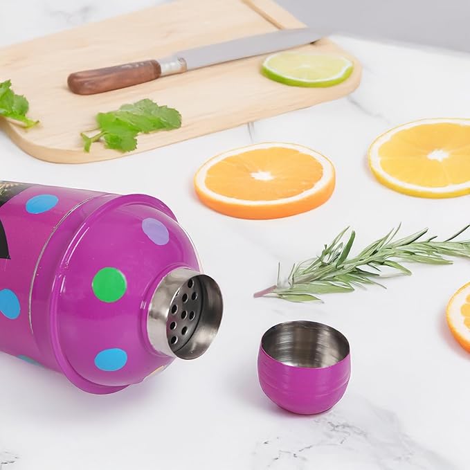 Artisanal Hand Painted Vintage 24 oz Cocktail Shaker – Stainless Steel Drink Mixer for Margaritas, Cocktails & Liquor – Funky Stylish Bartender Shaker Tool for Professionals & Home Bars