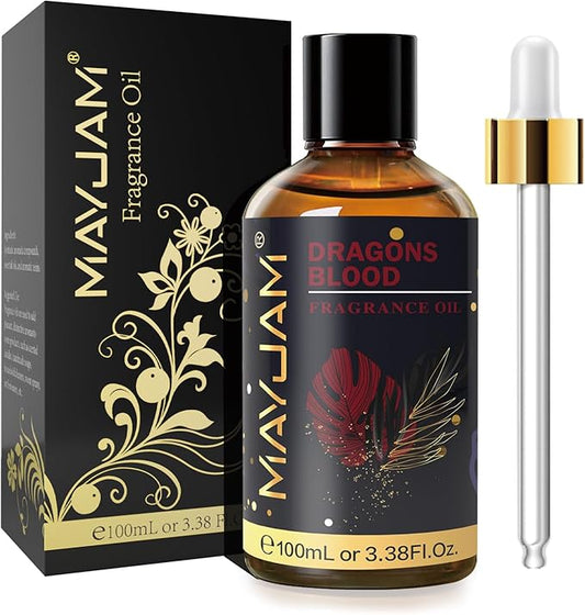 MAYJAM 100ML/3.38FL.OZ Dragons Blood Fragrance Oils with Glass Dropper, Essential Oils for Diffusers for Home, Long Lasting Scented Oils for Diffusers Soap Candle Making