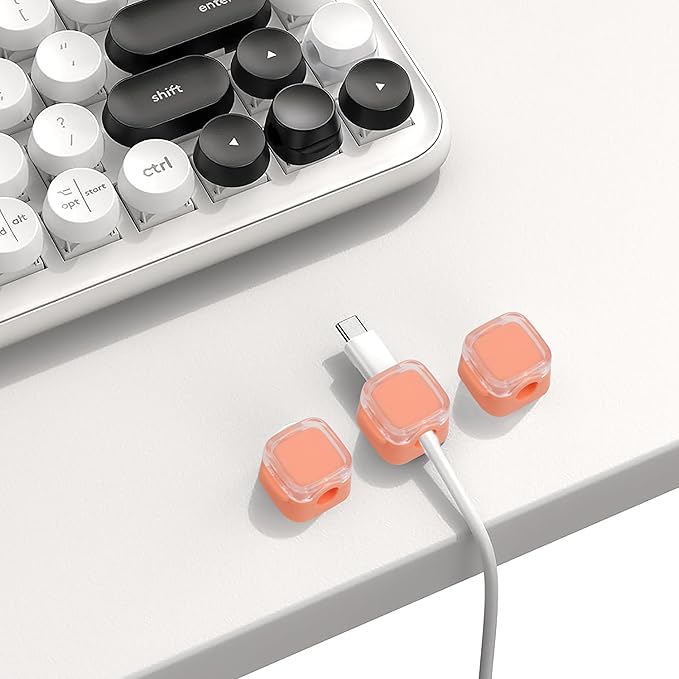 6 Pcs Cable Management Clips for Home Office Desk Cord Keeper Organizer Accessories Charger USB Wire Organizer Cord Holder for Nightstand Automotive (Orange)