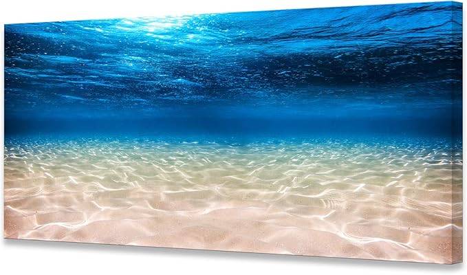 S00775 Print Artwork Blue Ocean Sea Wall Art Canvas Prints Picture Seaview Bottom View Beneath Surface Pictures Painting On Canvas Modern Seascape Home Office Decor XXLarge 30x60 inch