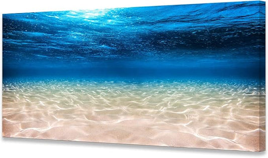 S00775 Print Artwork Blue Ocean Sea Wall Art Canvas Prints Picture Seaview Bottom View Beneath Surface Pictures Painting On Canvas Modern Seascape Home Office Decor XXLarge 30x60 inch