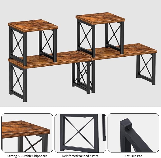 Honiter 2 Sets Desk Shelf, Desktop Organizer Shelf, 2 Tier Independent Stackable Desktop Shelves, Desktop Office Storage Rack Display Shelf