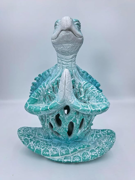VVGIFTS Sea Turtle Meditation Yoga Decor, Garden Figurine Sea Turtle Meditating Coastal Beach Decorations, Zen Yoga Resin Statue for Home Office Decorations