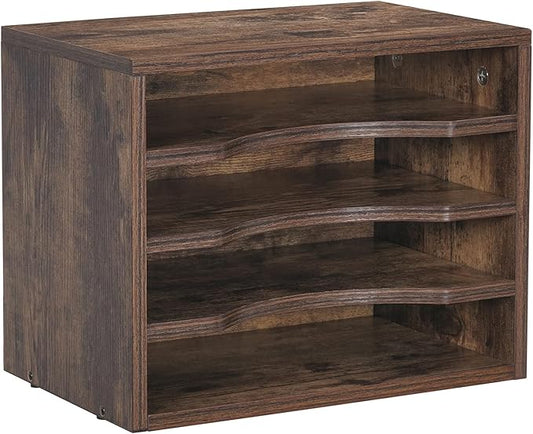 Snughome Vintage Wood File Organizer Desktop, 13.4’’ Document Letter Mail Tray Sorter with 3 Adjustable Shelves, Wooden Desktop Paper File Sorter Holder for School Home Office Supplies