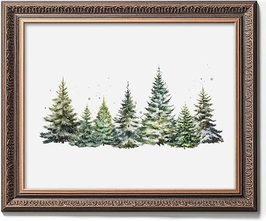 Christmas Tree Print, Winter Landscape, Watercolor Christmas Tree Painting Print, Pine Tree Art, Farmhouse Christmas wall art, Winter Wall Art