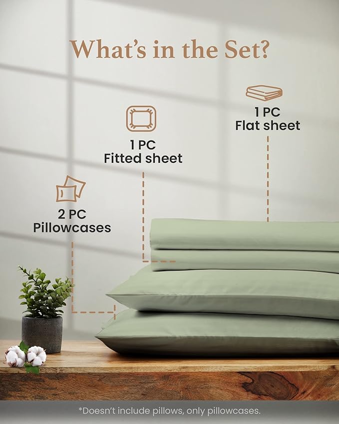 4 Pc Sage California King Sheet Sets, 1000 TC Egyptian Cotton Cal King Sheet Set for California King Bed Set,16 Inch Deep Pocket Cal King Bed Sheets - 1 Fitted Sheet,1 Flat Sheet & 2 Pillow Case