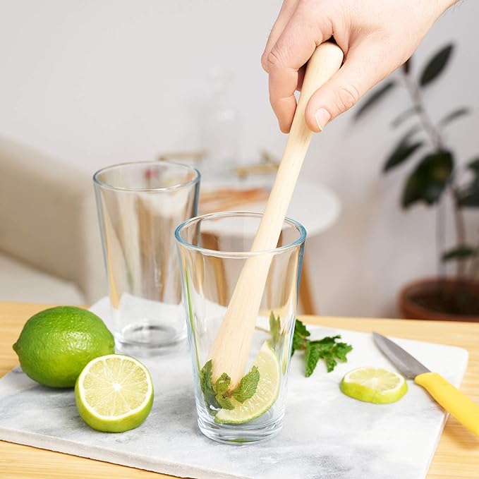 True Smash Wooden Muddler for Cocktails with Ergonomic Contoured Handle, Durable Cocktail Muddlers, Herbs and Fruit Crushers, Home Bar Accessories, 9.75", Set of 1