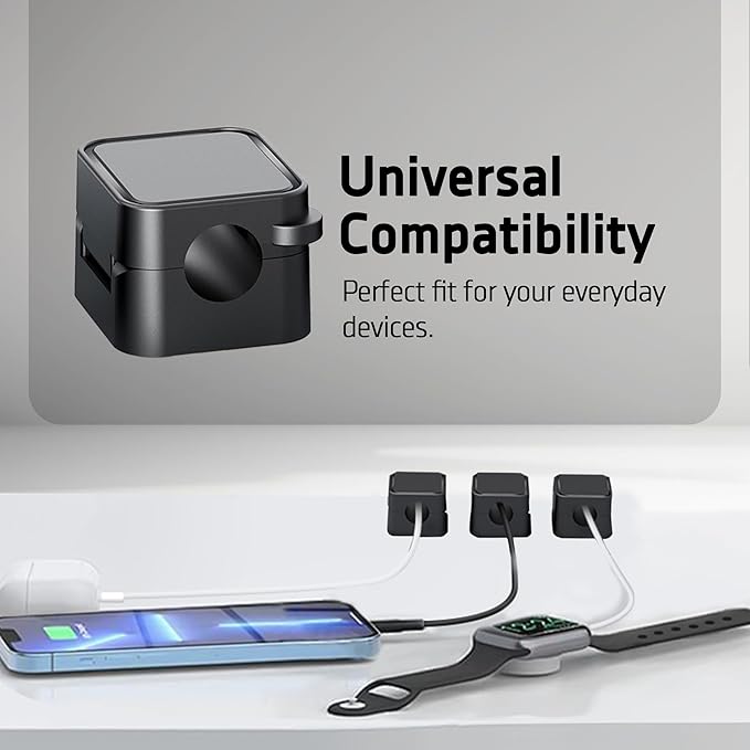 6 Pack Self Adhesive Mangetic Cable Clips, Cable Mangement, Cord Holder, Organizer for Desk, Wall, PC, Phone, Office, USB, Ethernet, Power Cords, Black, FILTERGUARIAN