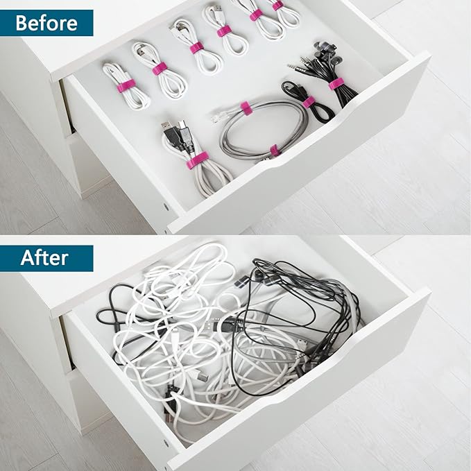 YOVXLO 50PCS 6 Inch Reusable Cable Ties Wire Ties Cord Organizer Cable Organizer Adjustable Management，Microfiber Cloth Used for Computer Link Cable Cord Management USB Cable Ties (purple)