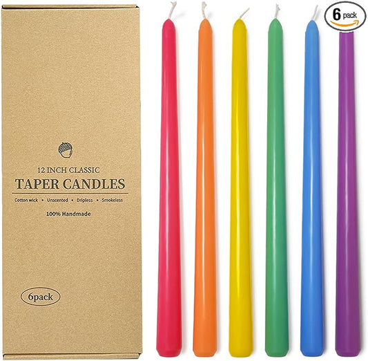 Long Taper Candles 6 Pcs Unscented Taper Candlesticks for Dinner Home Decor Kitchen Wedding Birthday Party Decorations