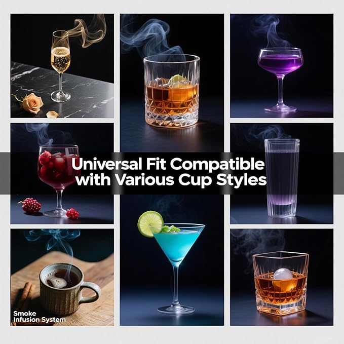 Whiskey Smoker Kit with Torch & 6 Wood Chips - Bourbon Old Fashioned Cocktail Smoker Set, 2 Whisky Glass Sets - Ultimate Birthday Gifts for Men, Dad, Husband (No Butane)