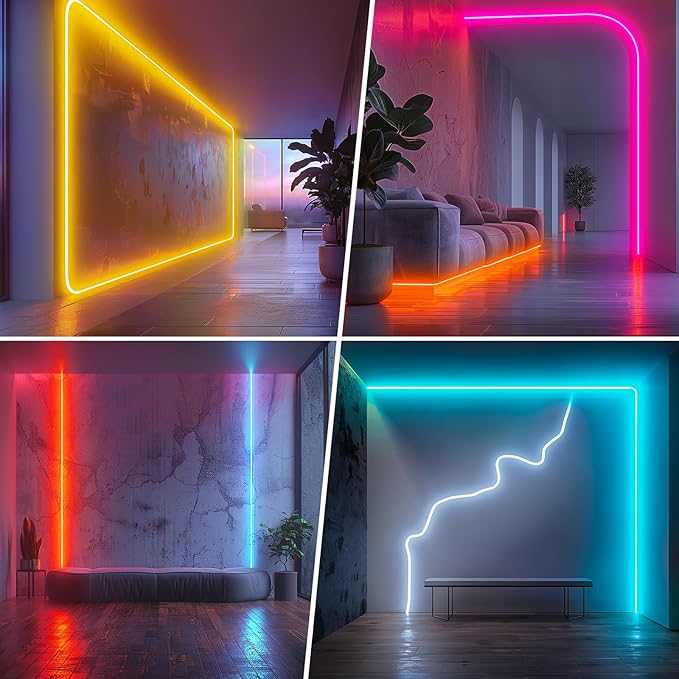 82ft RGB Led Neon Rope Light, IP65 Waterproof Led Strip with Brightbess Adjustment,Multicolor Change Flexible Neon Rope Lights for Supermarket,High Bulding, Celebration,ETL Listed