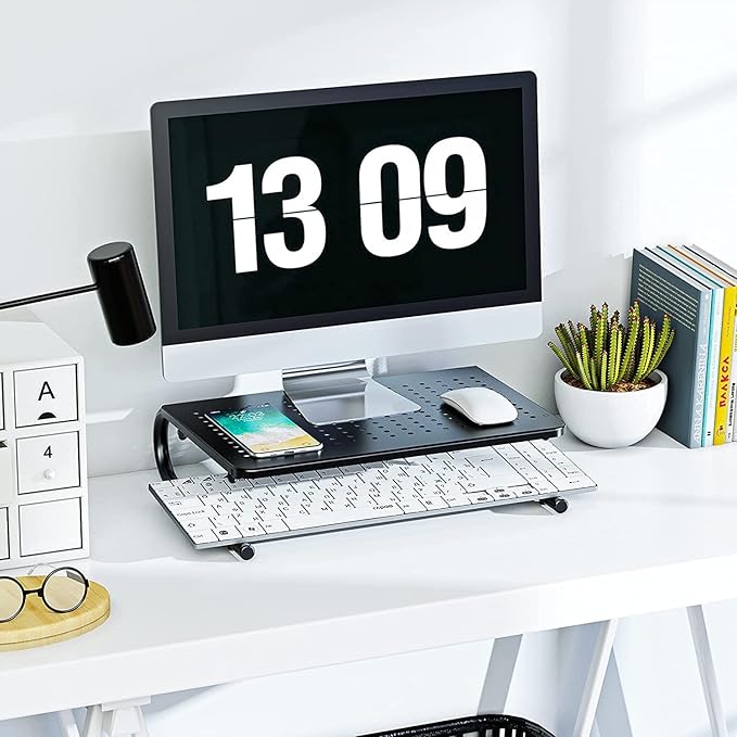 Monitor Riser for Desk, Desk Organizer,Laptop Shelf w/Vented for Screen, Computer Stand for PC, Printer, for Home & Office