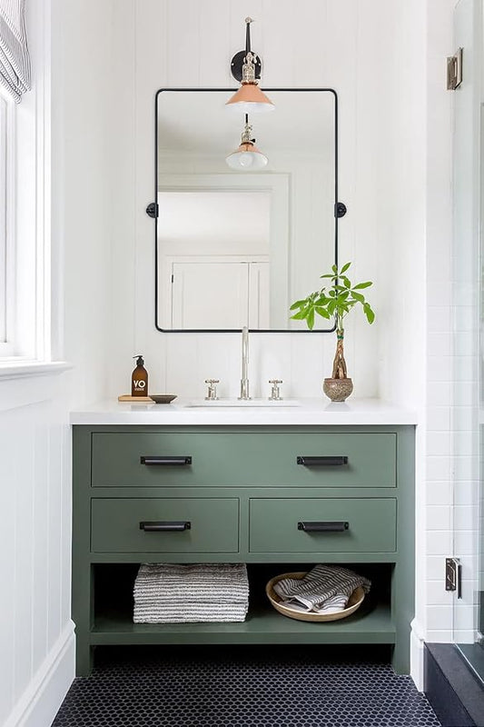 TEHOME Pivot Mirror Matt Black Tilt Vanity Mirror Large Black Metal Framed Rectangle Tilting Beveled Vanity Mirrors for Wall, Vertical Hanging, Overall 34.14 x 40 inches (Mirrror 30 x 40 inches)