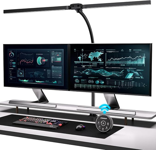 Desk Lamp with Clamp, 31.5" LED Desk Lamp for Home Office, 24W Gesture Sensing Control Desk Light, Dimmable & Color Temperature, Eye-Caring Office Lamp, Brightest Architect Lamp for Screen