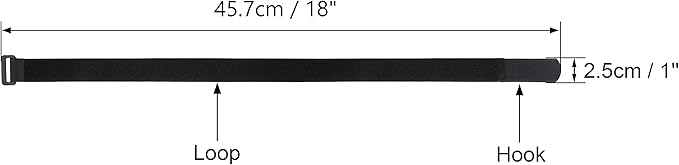 12 Pack 1 x 18 Inches Hook and Loop Reusable Fastening Cable Tie Down Straps by Wisdompro - Reusable, Durable Functional Cinch Strap to Keep Your Home, Office, Workspace from Tangled Messes of Cords
