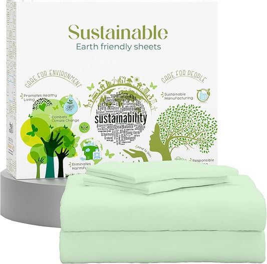 SUPREME ELEGANCE King Size Sheets Set –Natural 100% Cotton Percale Sheets King Bed Set, Oeko-tex Made in Green Sustainable, Breathable Cooling Deep Pocket Sheet, Crisp Luxury Bedding, Teal Green