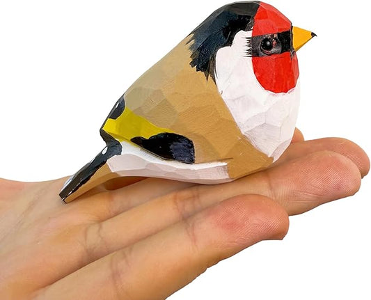 Wooden Bird Figurines Funny Desk Accessories Hand Carved Wood Decorative Small Birds Animal Miniature Statues Ornament for Home Room Decor (Black Beige)