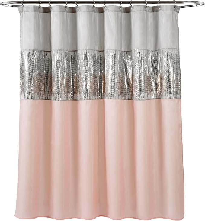 Lush Decor Night Sky Shower Curtain, 72" x 72", Gray & Blush