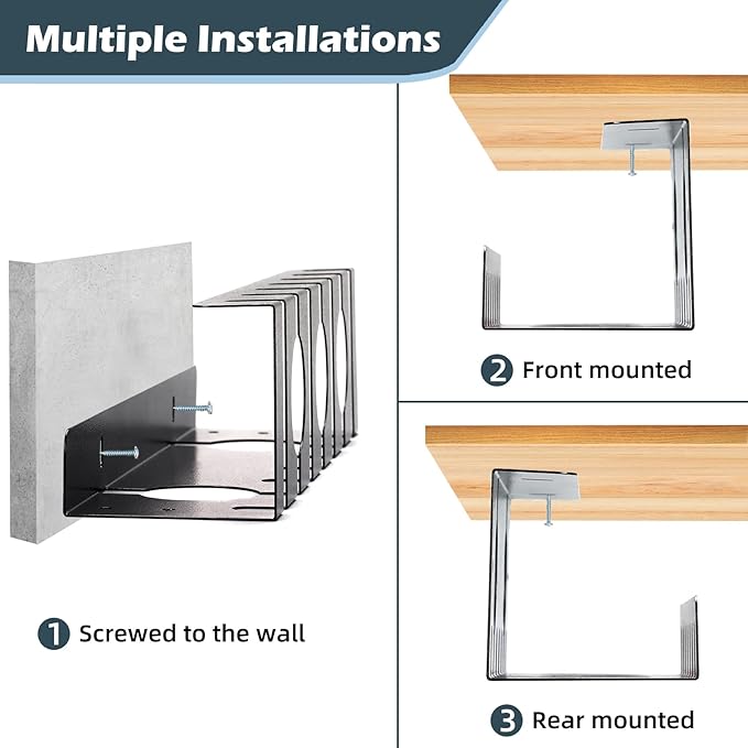Under Desk Cable Management Tray 2 Pack Black, Home & Office Standing Desk Cord Organizer