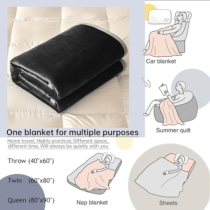 Fleece Bed Blankets Queen Size - Soft Lightweight Plush Fuzzy Cozy Luxury Blanket Microfiber Throw for Couch Bed,All-Season Breathable,80x90 Inches