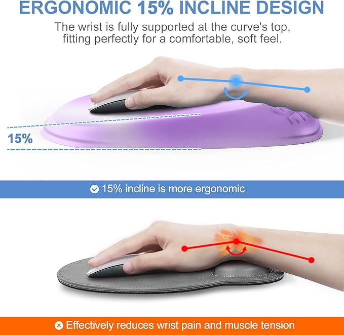 Mouse Pad with Wrist Rest, Comfortable Memory Foam Wrist Rest for Computer Keyboard, Ergonomic Mouse Pad Set for Easy Typing & Pain Relief - Gradient Purple