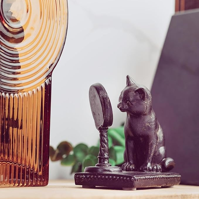 Young's Inc. Cat Figurine - Cute Cat Statue - Whimsical Cat Decor for Cat Lovers - Cat Collectibles and Meditation Decor - Cat with Eye Glasses - 4'' L X 3'' W X 5'' H