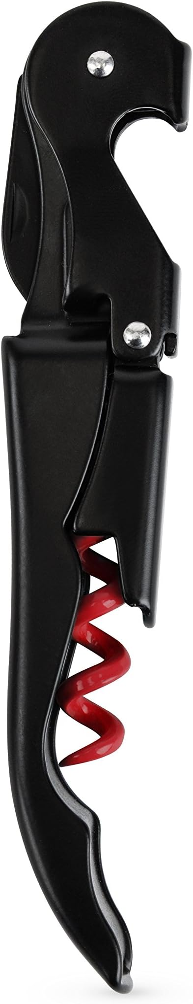 True Truetap Double Hinged Waiter's Corkscrew Wine Opener, Stainless Steel Wine Bottle Opener with Built In Foil Cutter, Home Bar Tools, Bar Cart Accessories, Wedding Gifts, Set of 1, Black Red