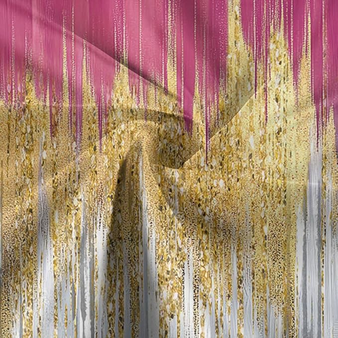 JAWO Pink Abstract Shower Curtain Set - Premium Quality Heavy Pink Gold Modern Farmhouse Vintage Shower Curtain Bohemian Bathroom Decor, Waterproof & Washable Curtains with Hooks